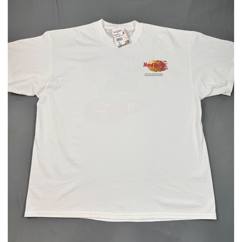Hard Rock Cafe Indianapolis Vintage White T-Shirt XL NWT Racing Logo 2001 Heavy